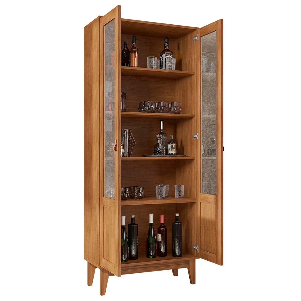 Cristaleira com Portas de Vidro Sala de Jantar Liria C14 Cedro - Mpozenato