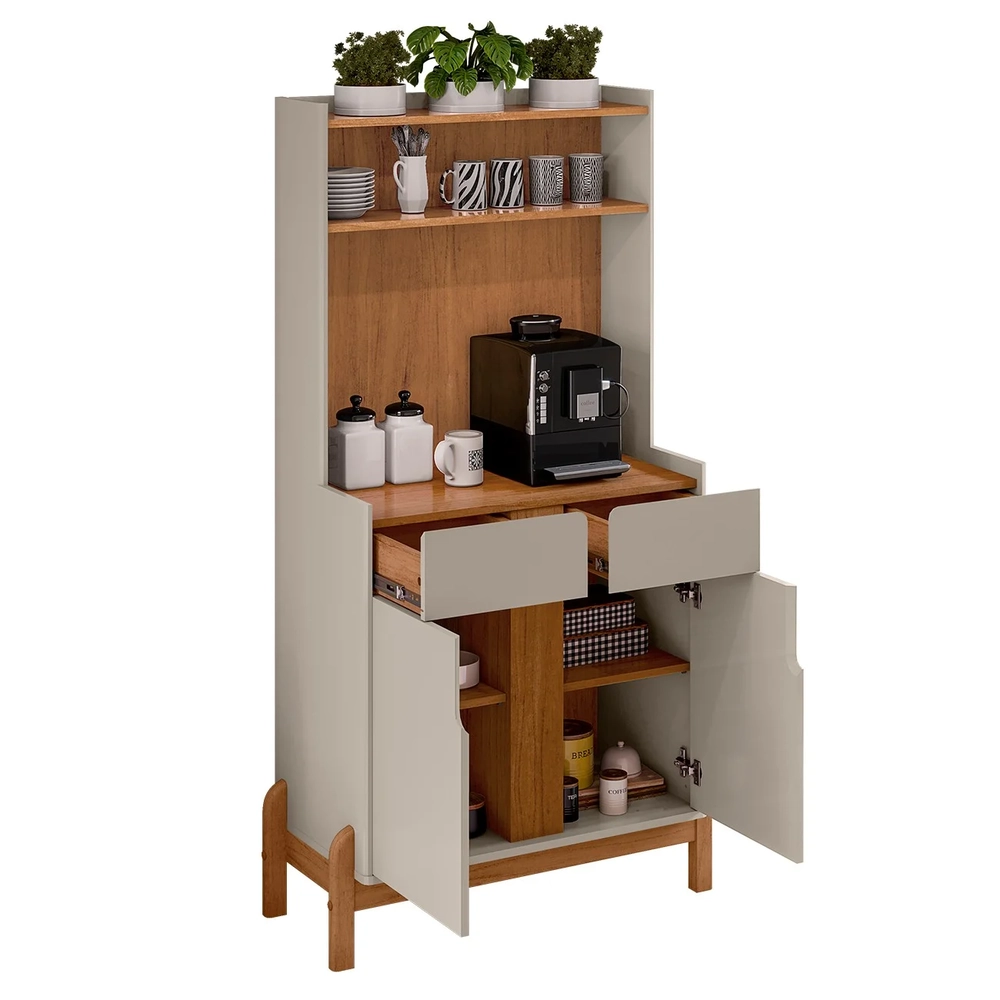 Armário Multiuso Cantinho do Café Nay C14 Off White/Cedro - Mpozenato