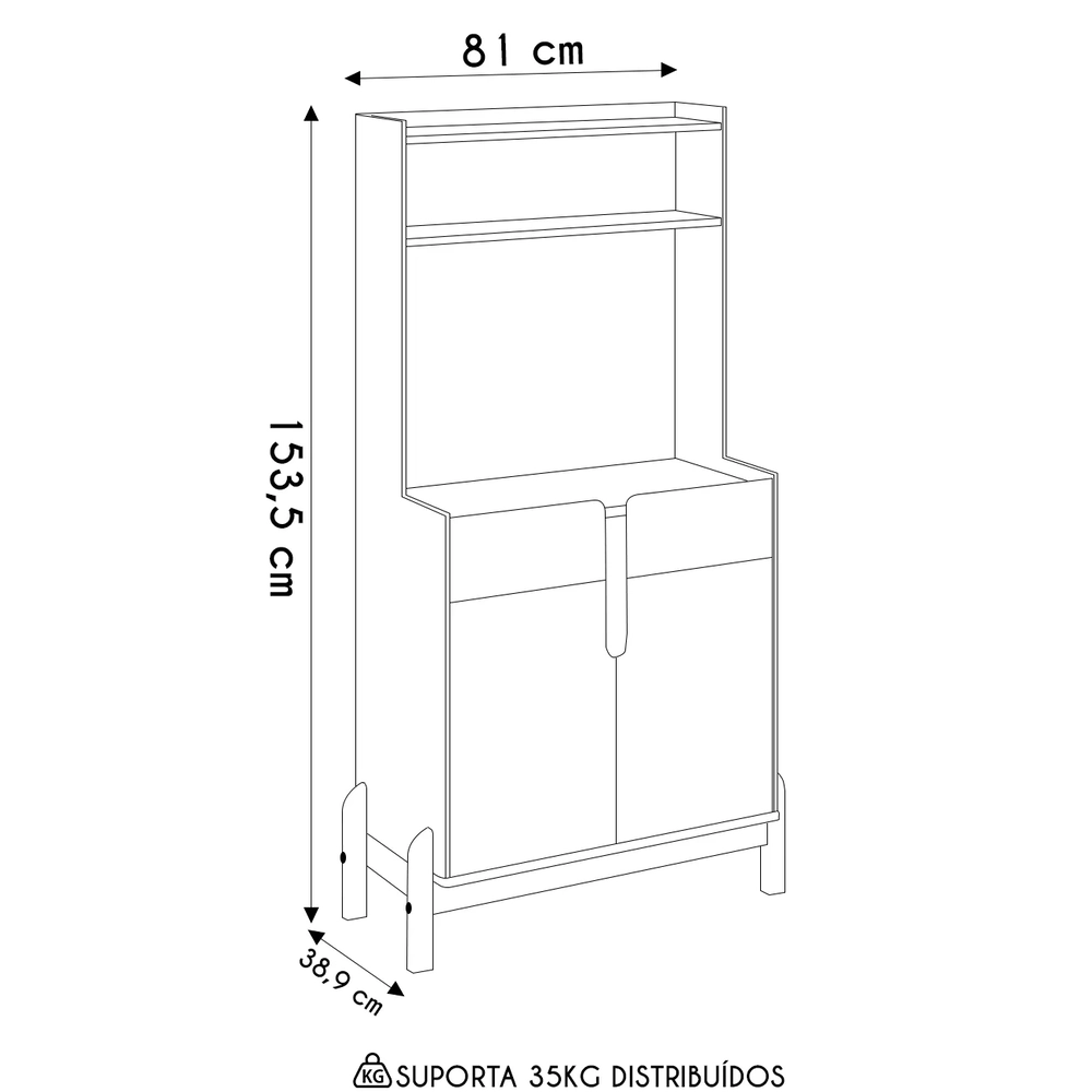 Armário Multiuso Cantinho do Café Nay C14 Off White/Cedro - Mpozenato