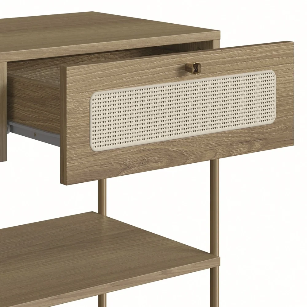 Mesa de Cabeceira Com 1 Gaveta Pé Metal Arlo A10 Hanover/Dourado - Mpozenato