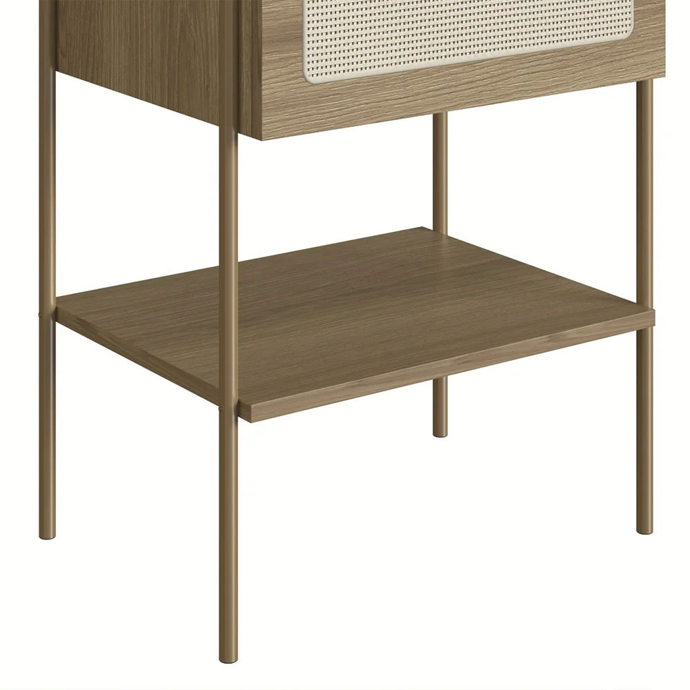 Mesa de Cabeceira Com 1 Gaveta Pé Metal Arlo A10 Hanover/Dourado - Mpozenato