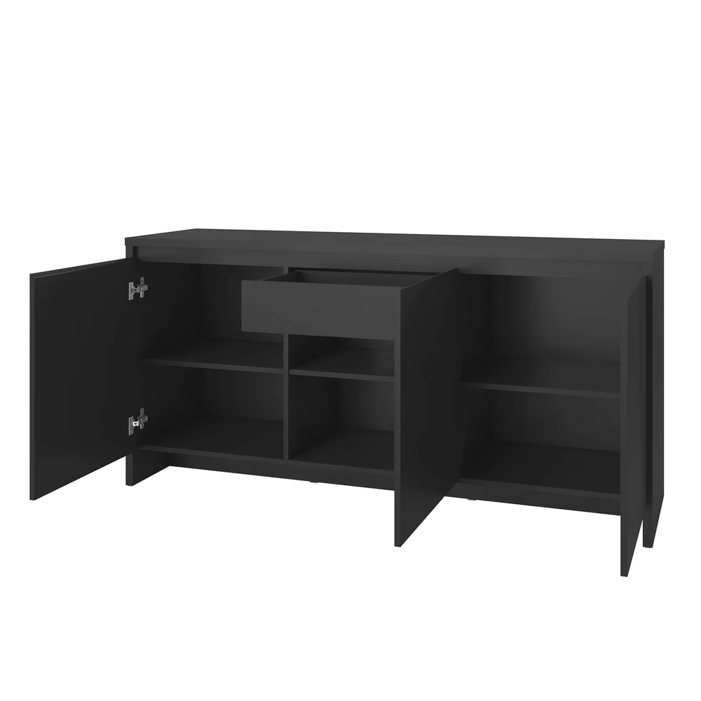Balcão Aparador Buffet 3 Portas Madrid C14 Preto - Mpozenato