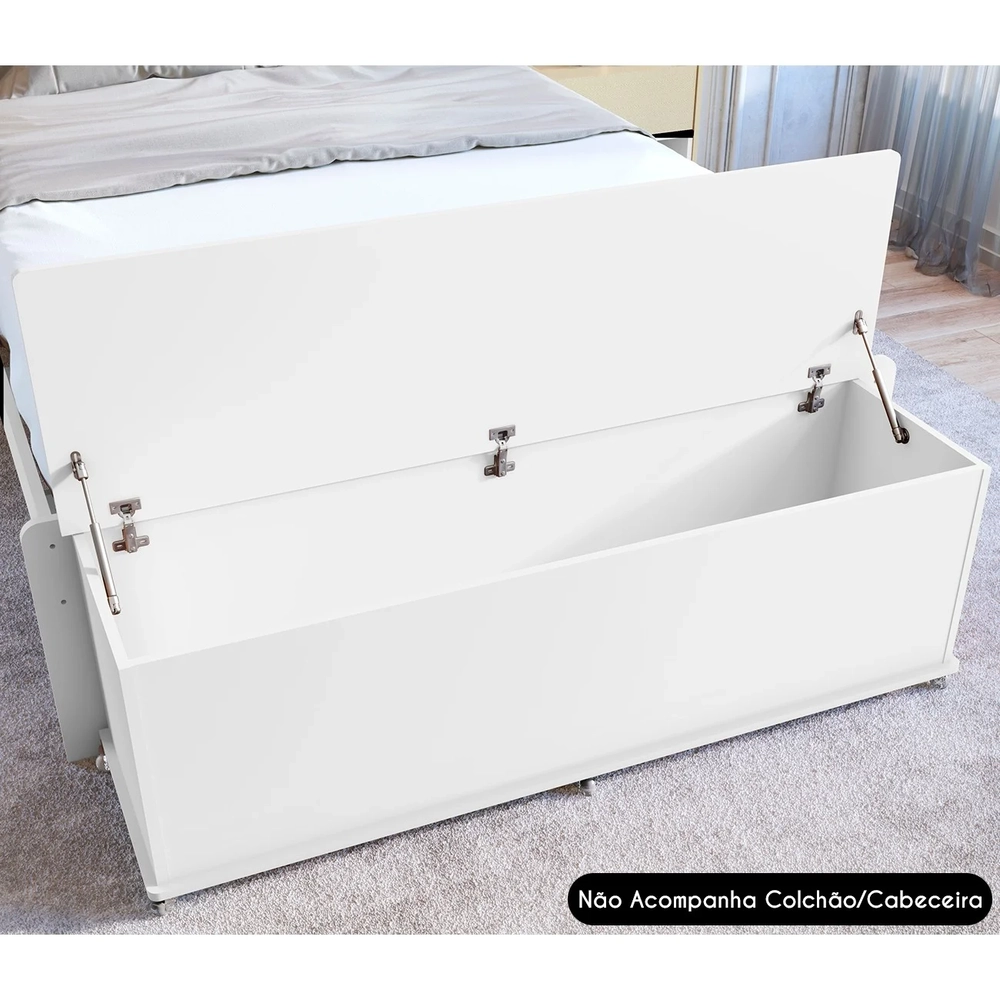 Recamier Calçadeira Baú Casal 135cm Bled C14 Branco - Mpozenato