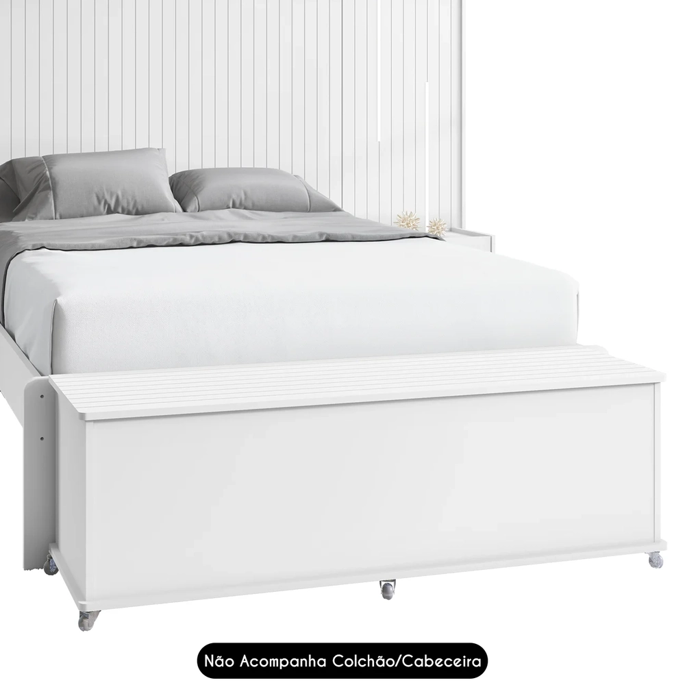 Recamier Calçadeira Baú Casal 135cm Bled C14 Branco - Mpozenato