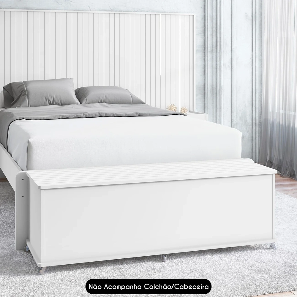 Recamier Calçadeira Baú Casal 135cm Bled C14 Branco - Mpozenato