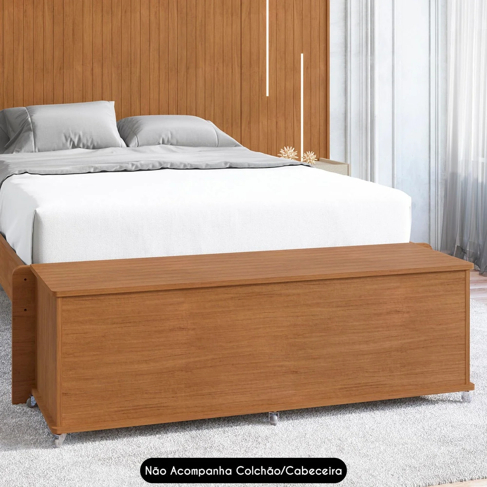 Recamier Calçadeira Baú Casal 135cm Bled C14 Cedro - Mpozenato