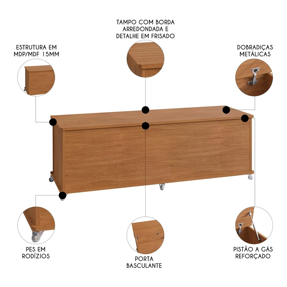 Recamier Calçadeira Baú Casal 135cm Bled C14 Cedro - Mpozenato