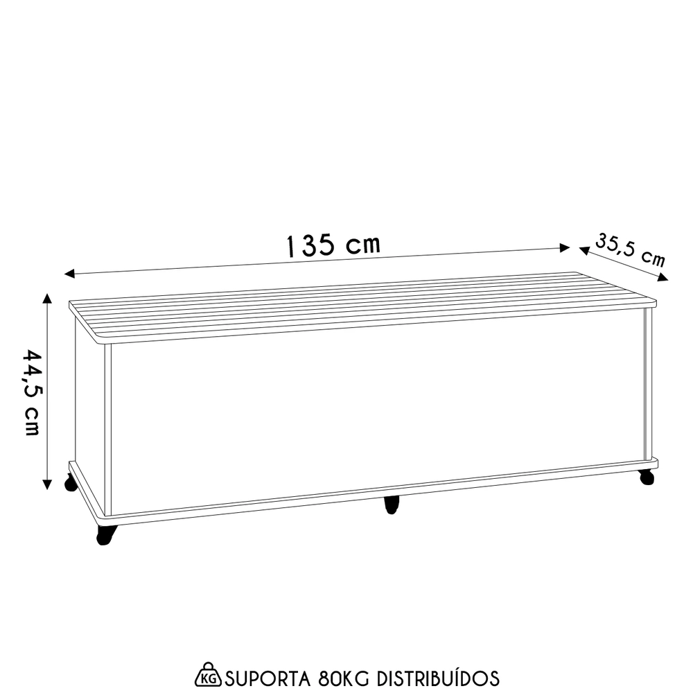 Recamier Calçadeira Baú Casal 135cm Bled C14 Cedro - Mpozenato