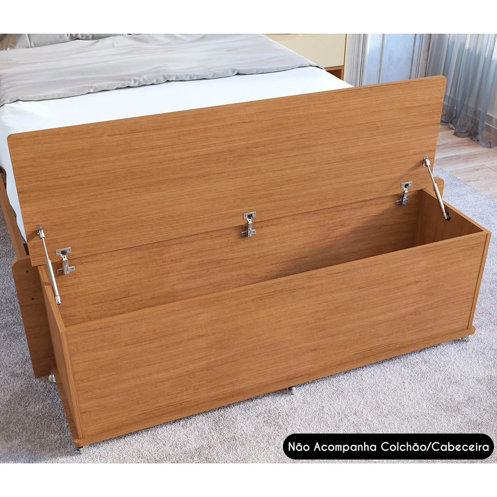 Recamier Calçadeira Baú Casal 135cm Bled C14 Cedro - Mpozenato
