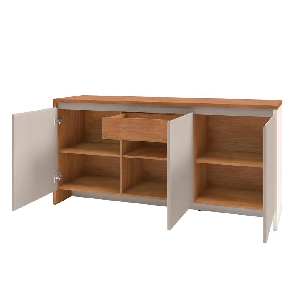 Balcão Aparador Buffet 3 Portas Madrid C14 Cedro/Off White - Mpozenato