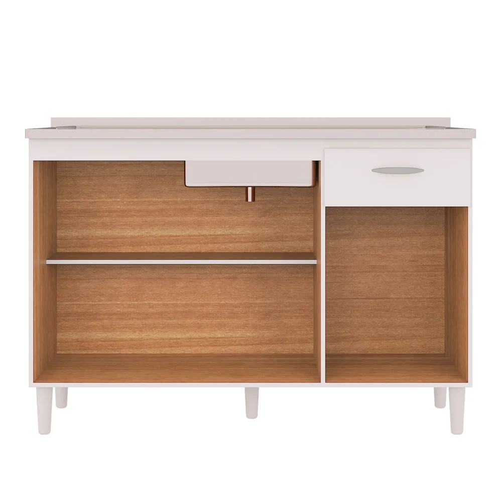 Balcão de Cozinha Com Pia Inox 120cm Classic Z46 Branco - Mpozenato