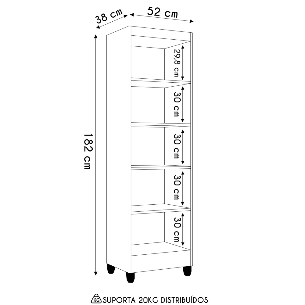 Armário Multiuso 52cm 2 Portas Muniz Z46 Castanho - Mpozenato