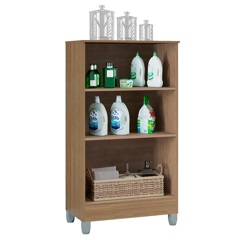 Armário Multiuso 60cm 2 Portas Tami Z46 Castanho/Off White - Mpozenato