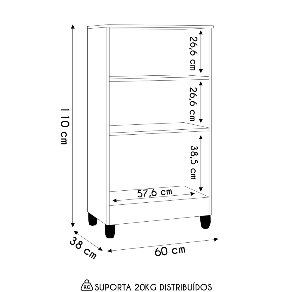 Armário Multiuso 60cm 2 Portas Tami Z46 Chocolate/Off White - Mpozenato