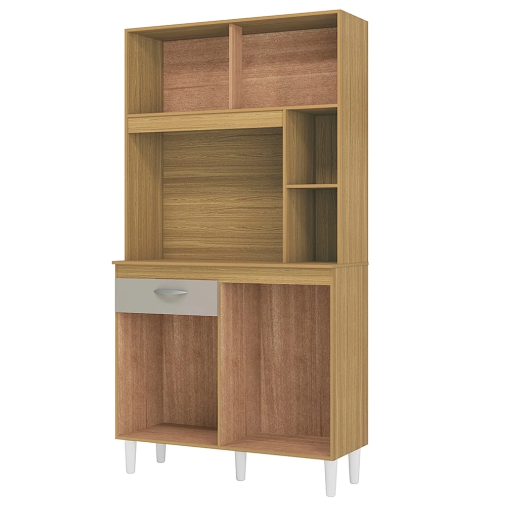 Armário de Cozinha Compacta 90cm Parisi Z46 Damasco/Off White - Mpozenato