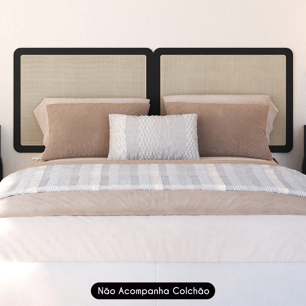 Cabeceira Cama Casal e Queen Arlo A10 Palinha Nero - Mpozenato