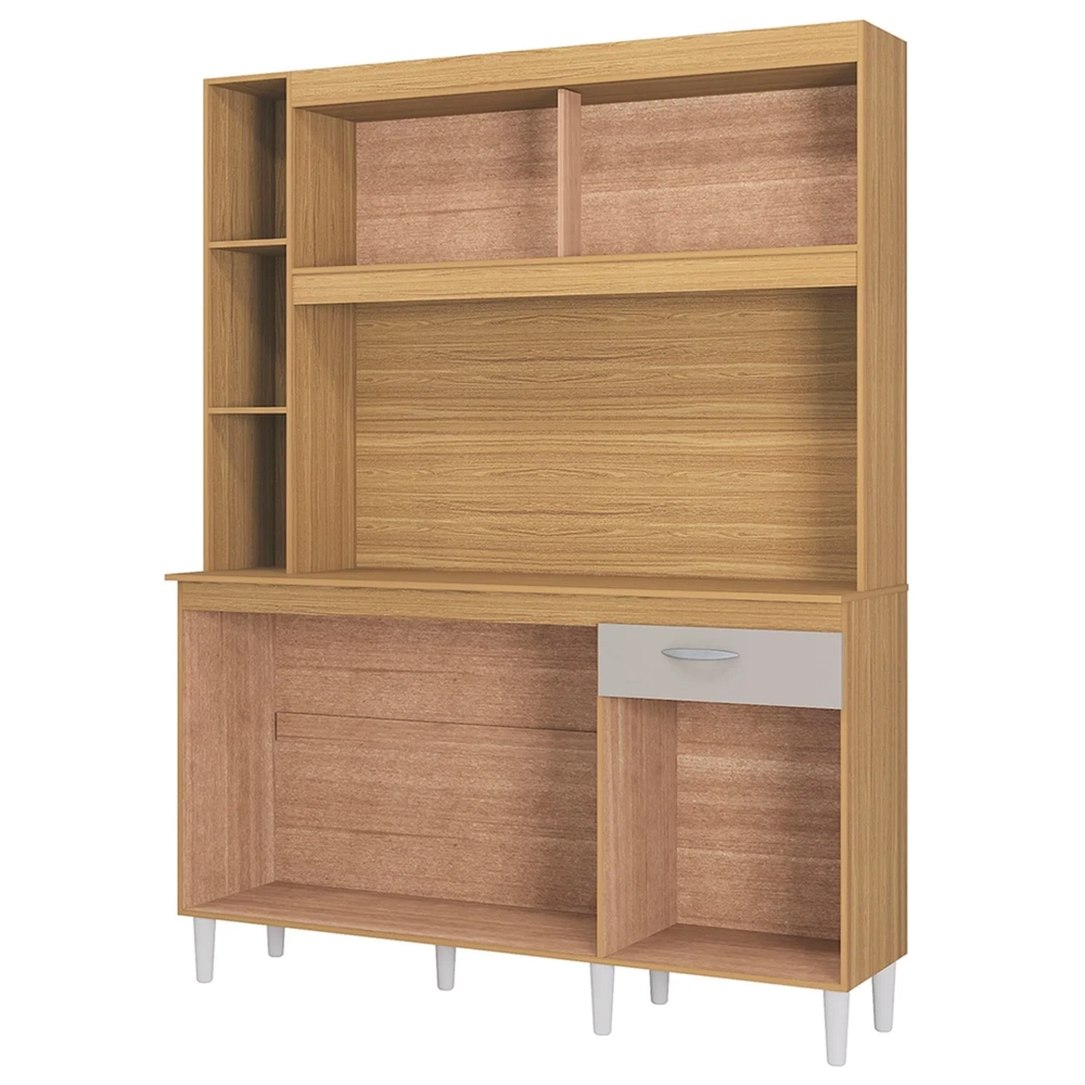 Armário de Cozinha Compacta 140cm Parisi Z46 Damasco/Off White - Mpozenato