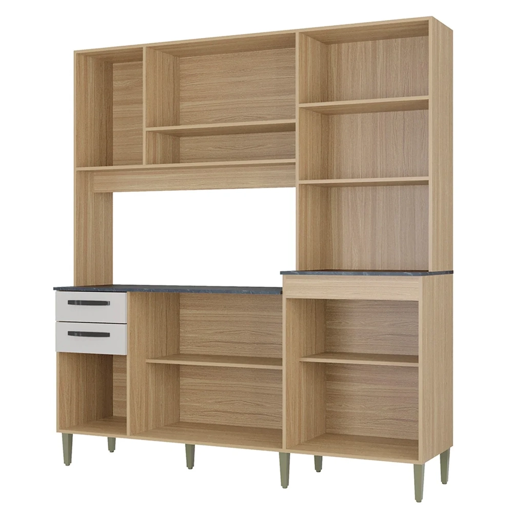 Armário de Cozinha Compacta 180cm Regina Z46 Damasco/Off White - Mpozenato