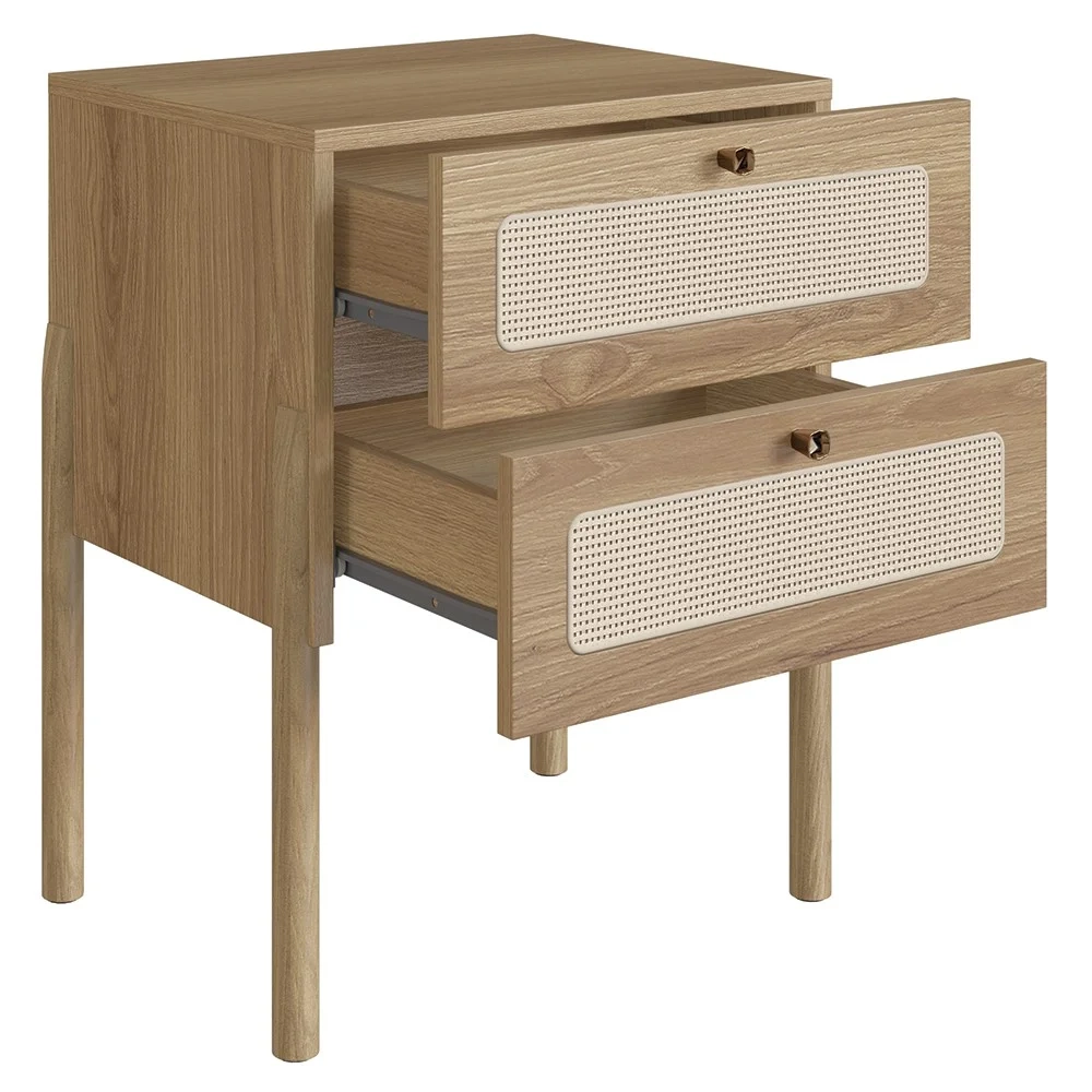 Mesa de Cabeceira Com 2 Gavetas Pés Madeira Arlo A10 Hanover - Mpozenato