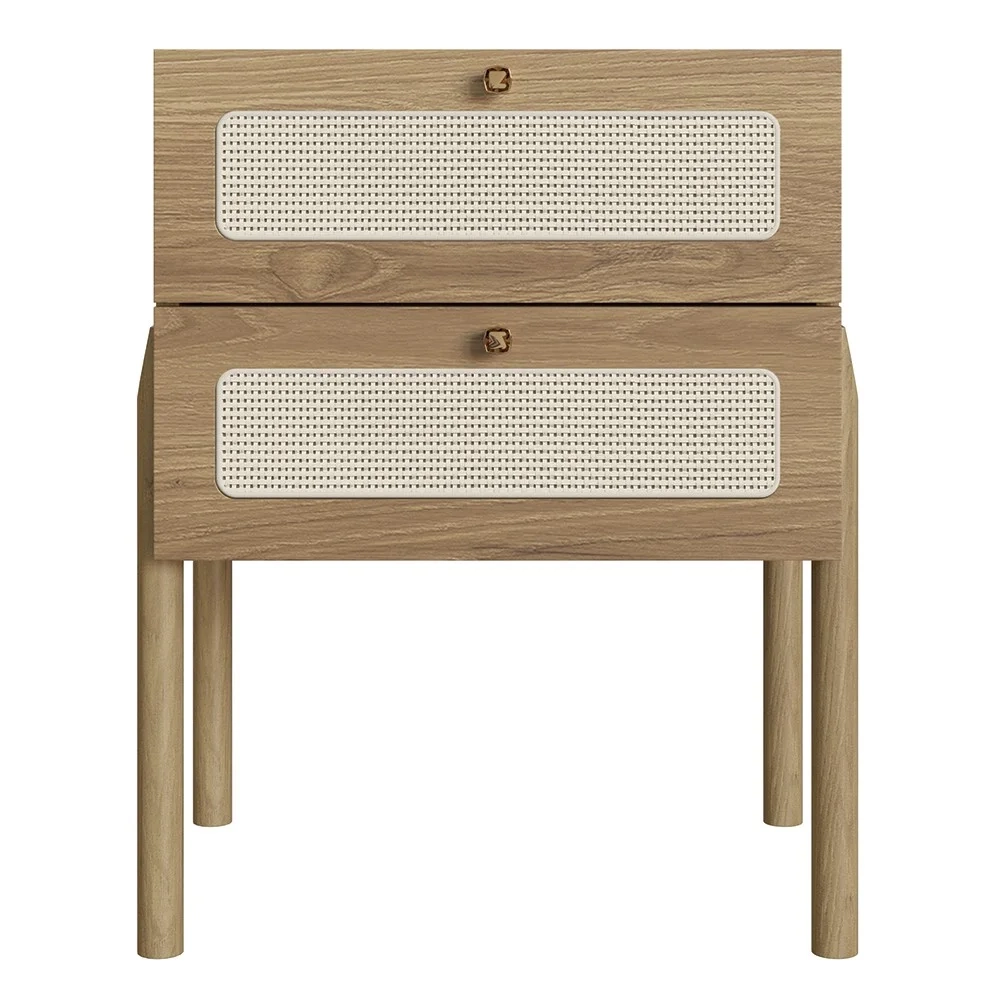 Mesa de Cabeceira Com 2 Gavetas Pés Madeira Arlo A10 Hanover - Mpozenato