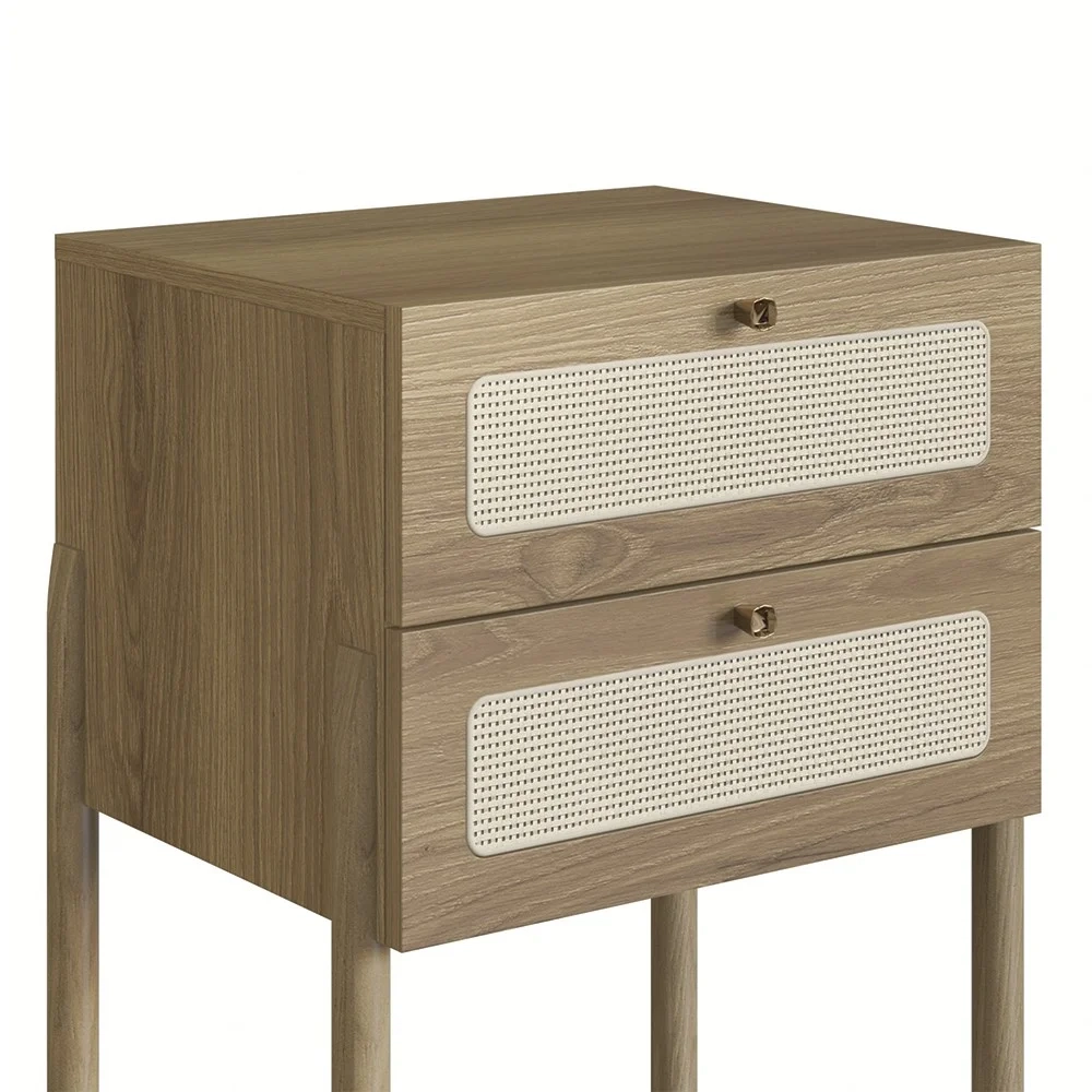 Mesa de Cabeceira Com 2 Gavetas Pés Madeira Arlo A10 Hanover - Mpozenato