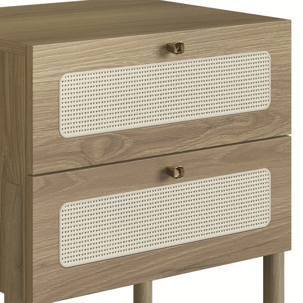 Mesa de Cabeceira Com 2 Gavetas Pés Madeira Arlo A10 Hanover - Mpozenato