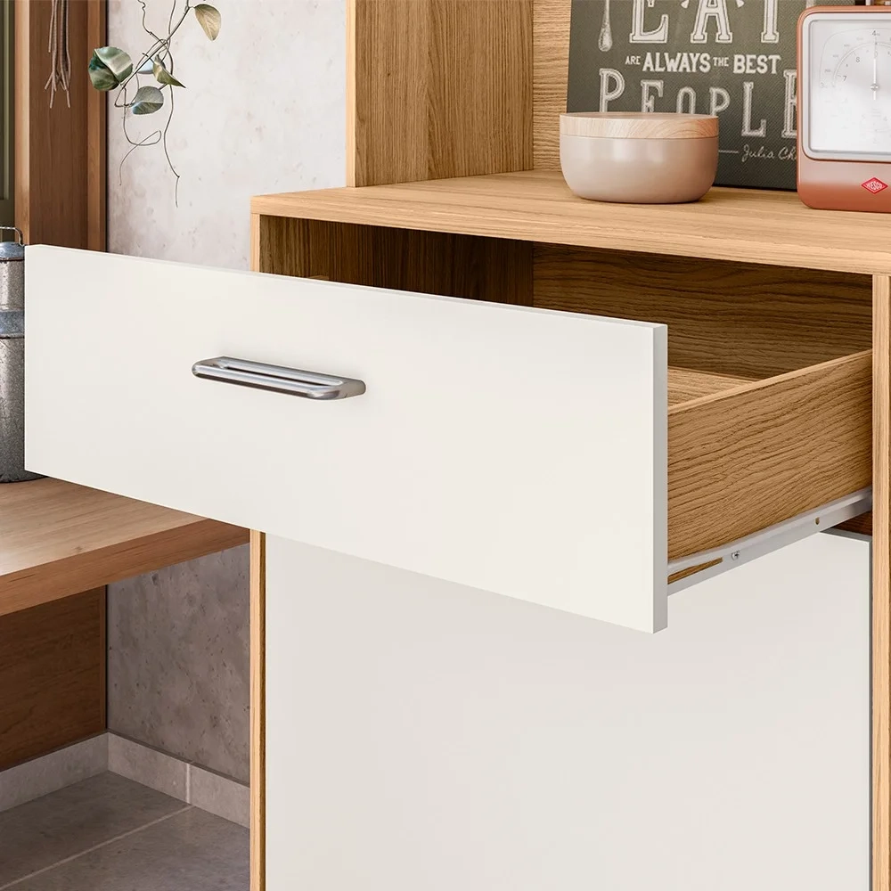 Armário de Cozinha Compacta Retrô 120cm Wallie N03 Freijó/Off White - Mpozenato