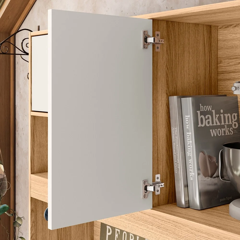 Armário de Cozinha Compacta Retrô 120cm Wallie N03 Freijó/Off White - Mpozenato