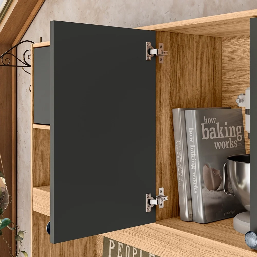 Armário de Cozinha Compacta Retrô 120cm Wallie N03 Freijó/Grafite - Mpozenato