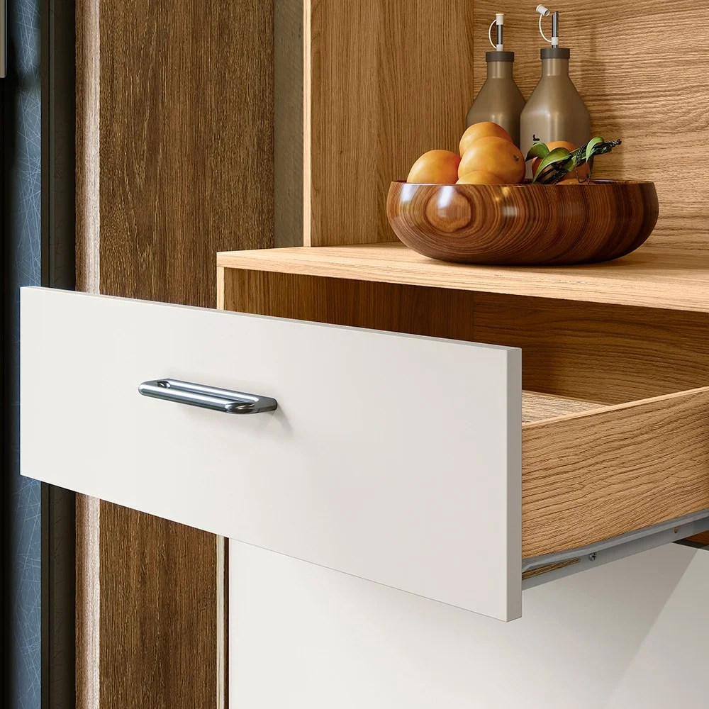 Armário de Cozinha Compacta Retrô 90cm Wallie N03 Freijó/Off White - Mpozenato