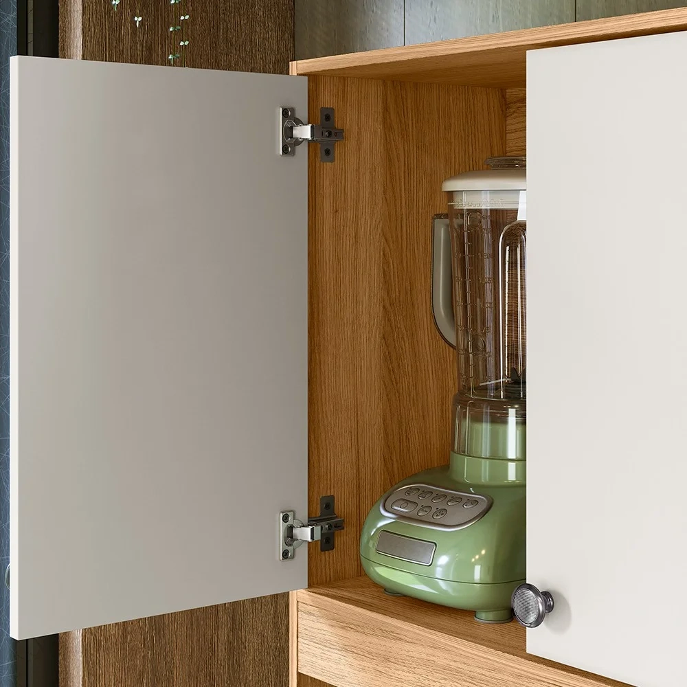 Armário de Cozinha Compacta Retrô 90cm Wallie N03 Freijó/Off White - Mpozenato