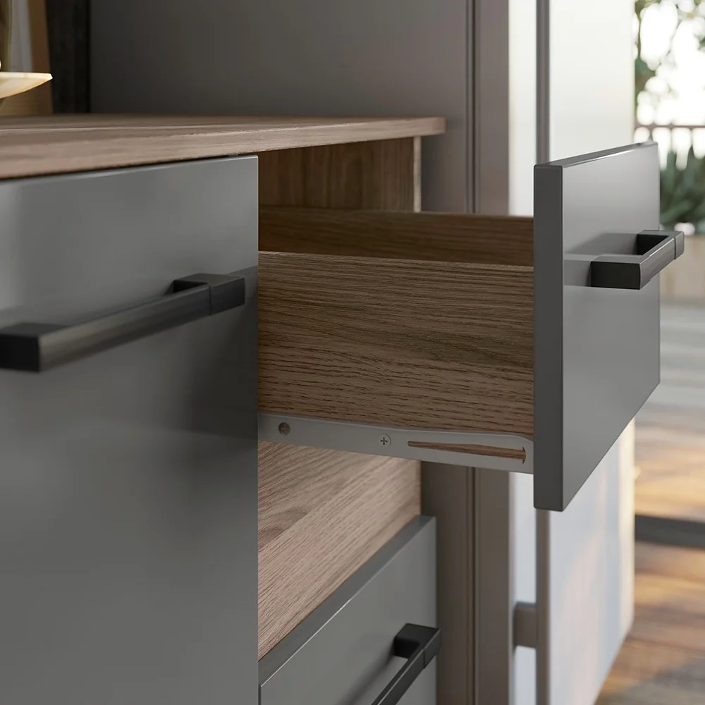 Armário de Cozinha Compacta Suspensa Jully N03 Carvalho/Grafite - Mpozenato