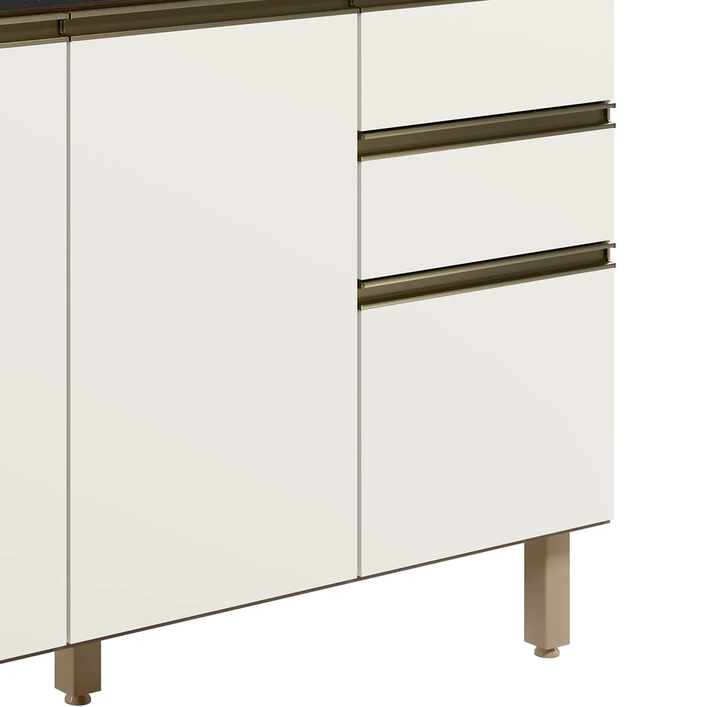 Balcão de Cozinha Com Pia Inox 120cm Maly N03 Carvalho/Off White - Mpozenato