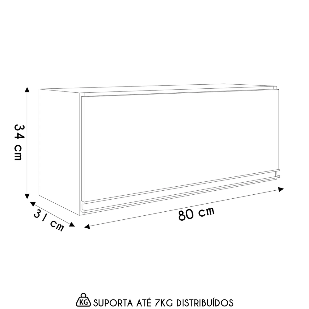 Armário de Cozinha Basculante 80cm Maly N03 Carvalho/Off White - Mpozenato