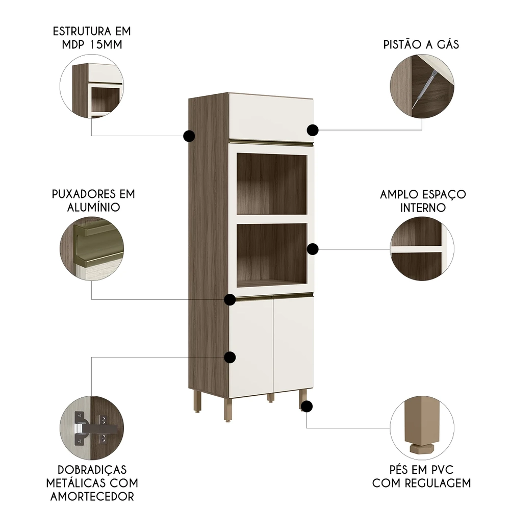 Paneleiro Torre Quente Duplo Maly N03 Carvalho/Off White - Mpozenato