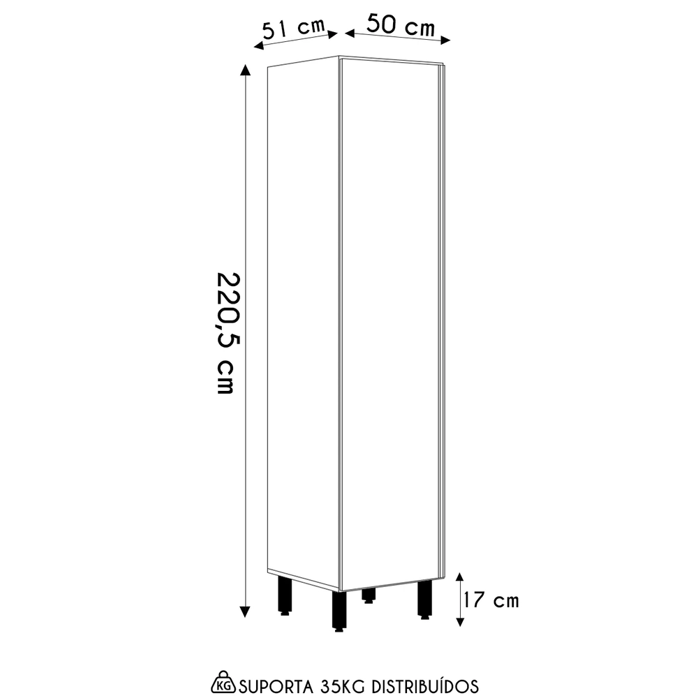 Paneleiro de Cozinha 1 Porta Maly N03 Carvalho/Grafite - Mpozenato