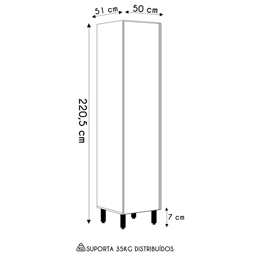 Paneleiro de Cozinha 1 Porta Maly N03 Carvalho/Off White - Mpozenato