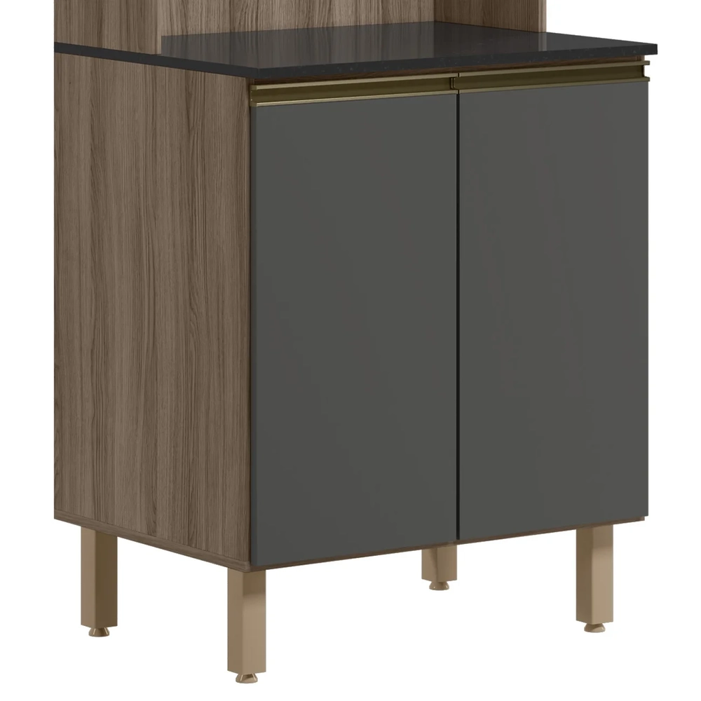 Paneleiro de Cozinha Para Micro-ondas Maly N03 Carvalho/Grafite - Mpozenato