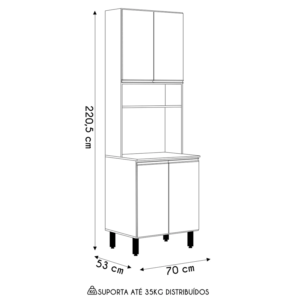 Paneleiro de Cozinha Para Micro-ondas Maly N03 Carvalho/Off White - Mpozenato