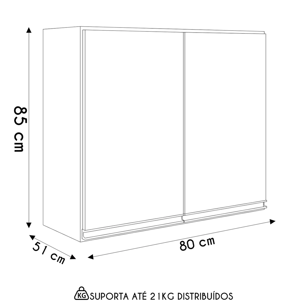 Armário de Cozinha Aéreo 80cm Maly N03 Carvalho/Grafite - Mpozenato