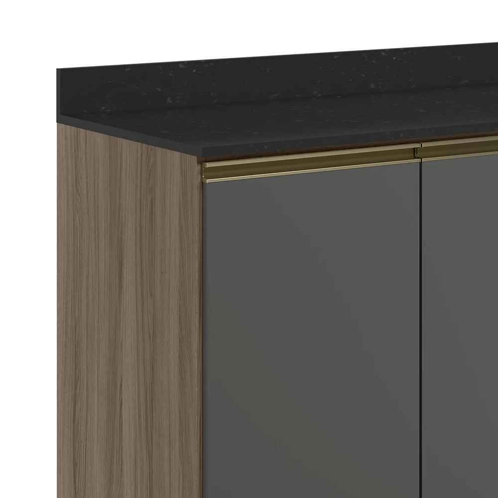 Balcão de Cozinha Com Tampo 120cm Maly N03 Carvalho/Grafite - Mpozenato