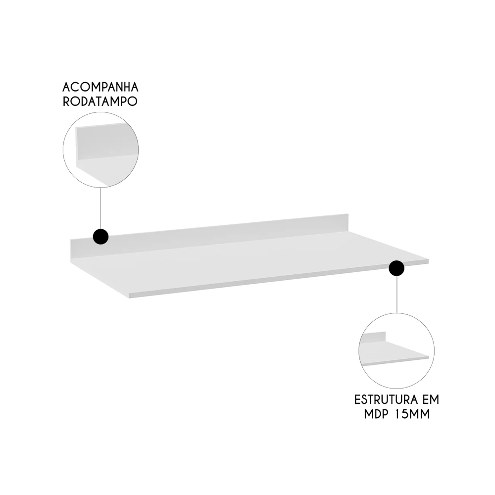 Tampo Para Balcão de Cozinha 100cm MDP Z34 Branco           - Mpozenato
