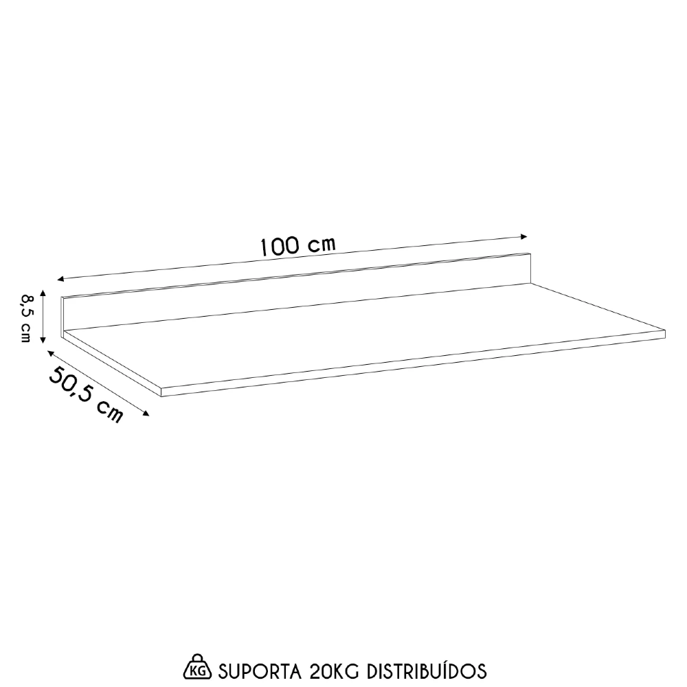 Tampo Para Balcão de Cozinha 100cm MDP Z34 Preto            - Mpozenato