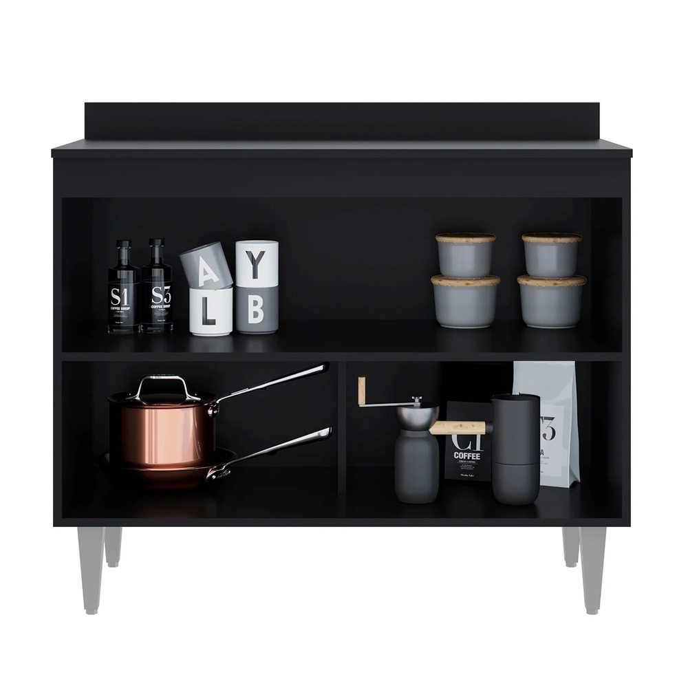 Balcão de Cozinha Com Tampo 100cm 2 Portas Julia Z34 Preto  - Mpozenato