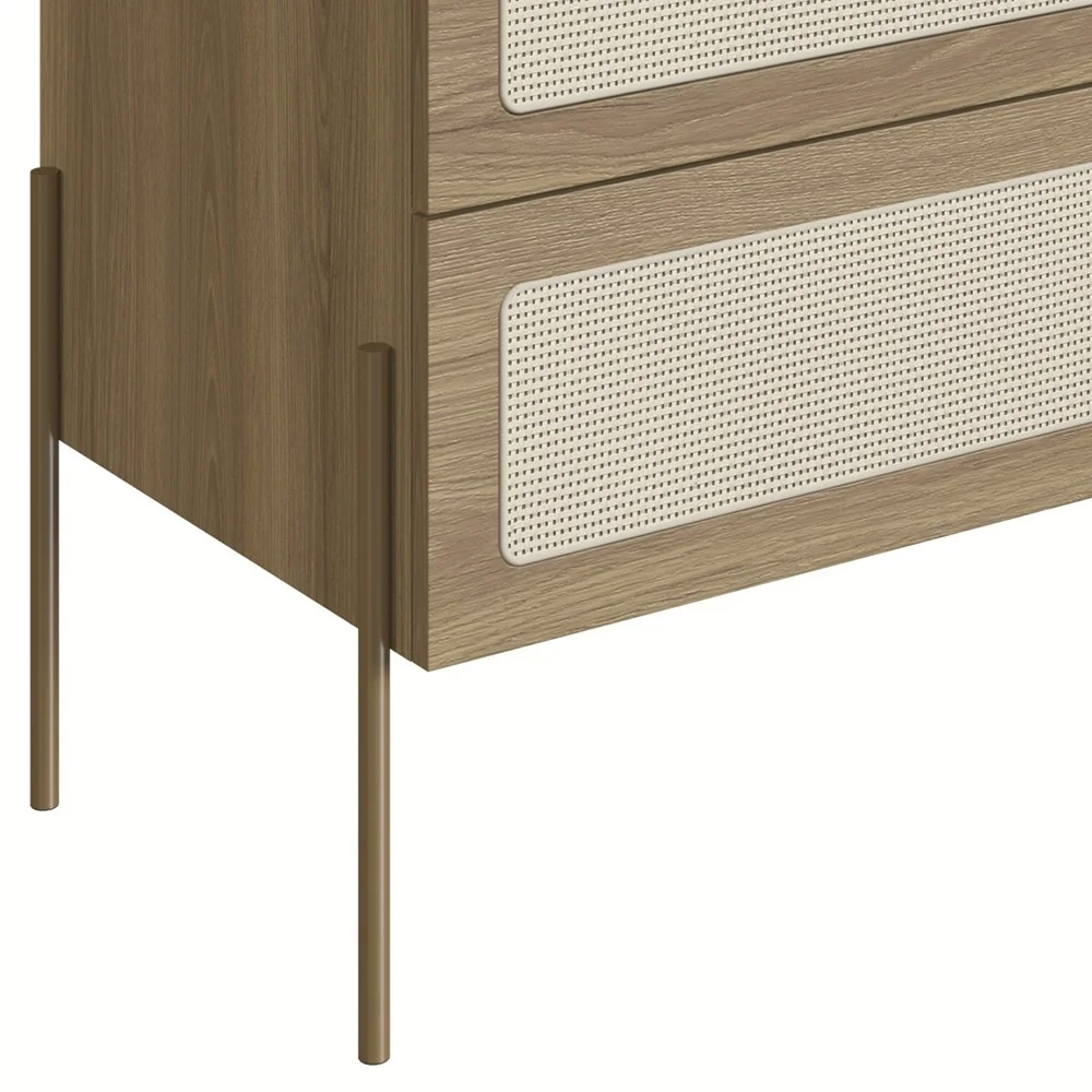 Cômoda Para Quarto 3 Gavetas Pé Metal Arlo A10 Hanover Dourado - Mpozenato