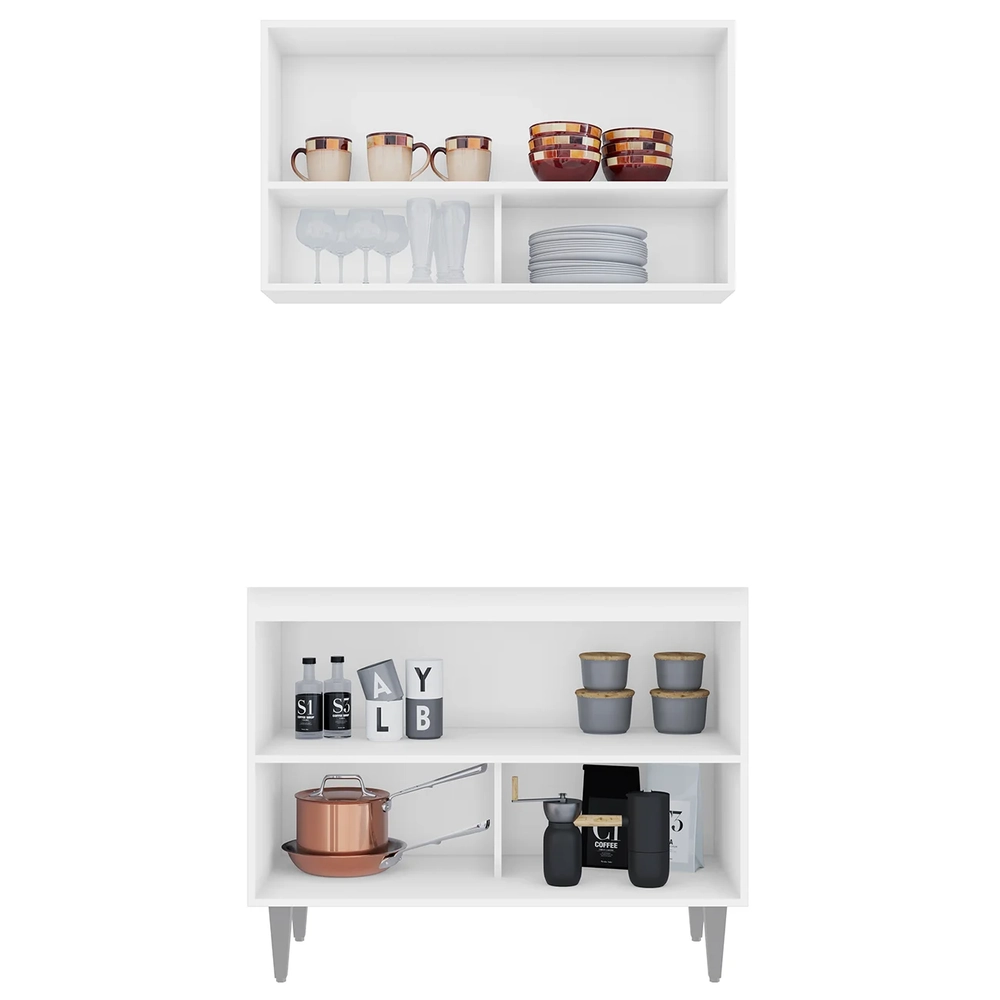 Armário de Cozinha Com Nichos CP01 Para Pia 100cm Z34 Branco - Mpozenato