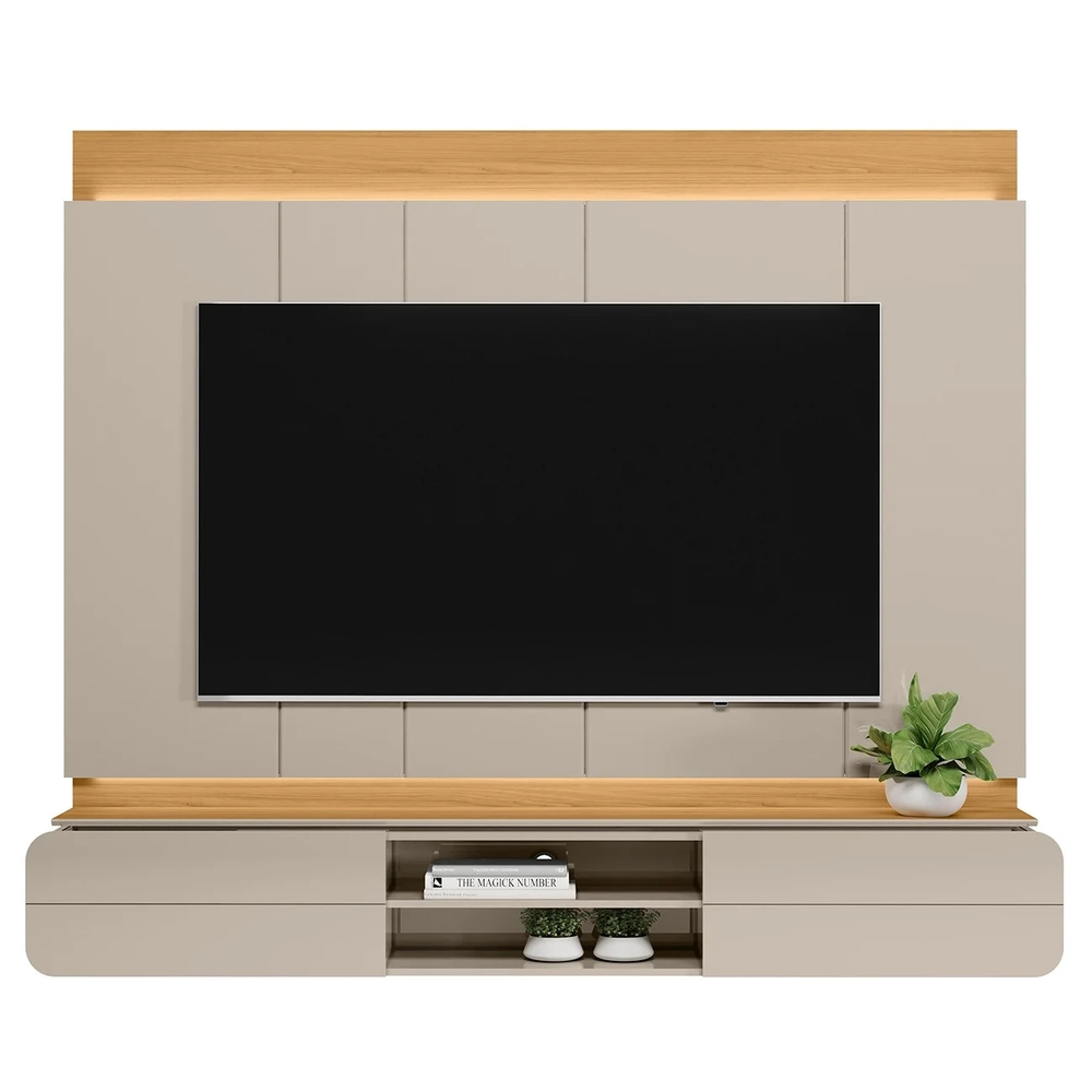 Painel Para TV Suspenso 75 Pol 200cm Macau L06 Tauari/Off - Mpozenato