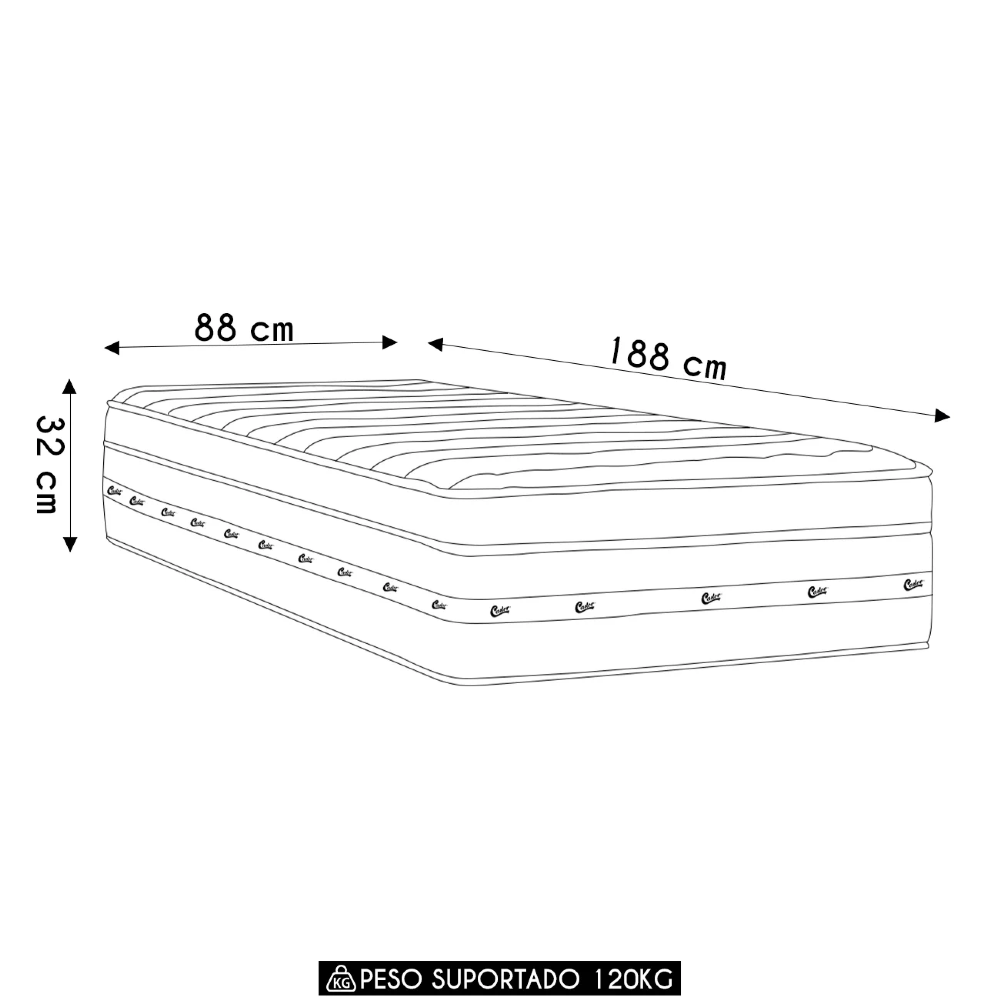 Colchão Solteiro One Face Molas Pocket Silver Star 88x188x32cm - Castor