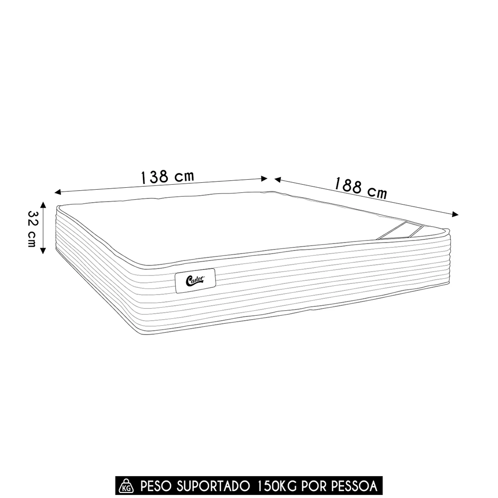 Colchão Casal New Aloe Vera Kingdom 138x188x32cm - Castor