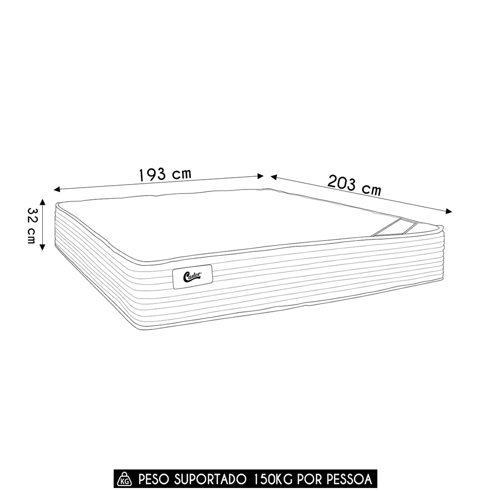 Colchão King New Aloe Vera Kingdom 193x203x32cm - Castor